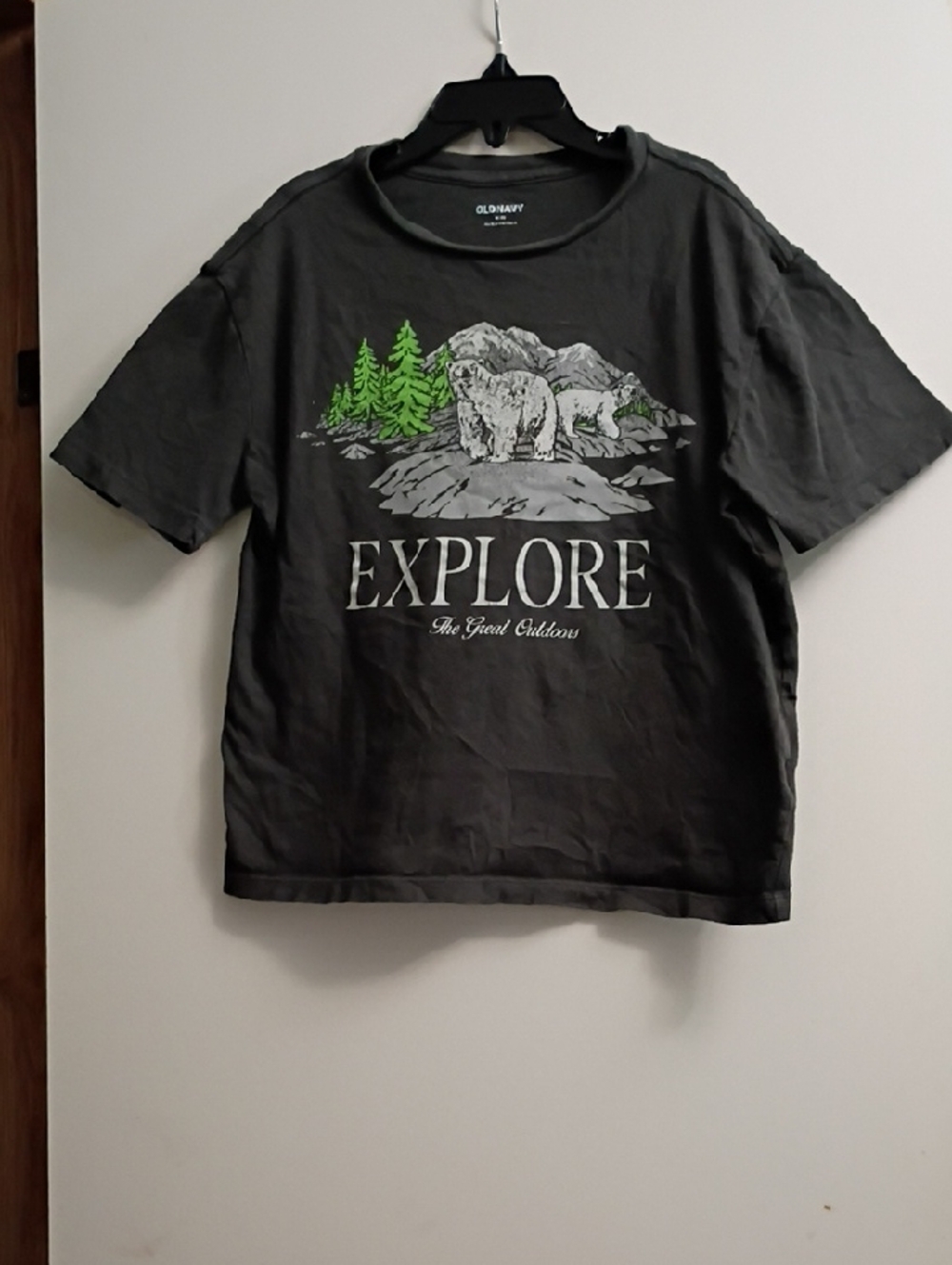 Old Navy Kids Gray Graphic 'Explore' Tee with Green Trees